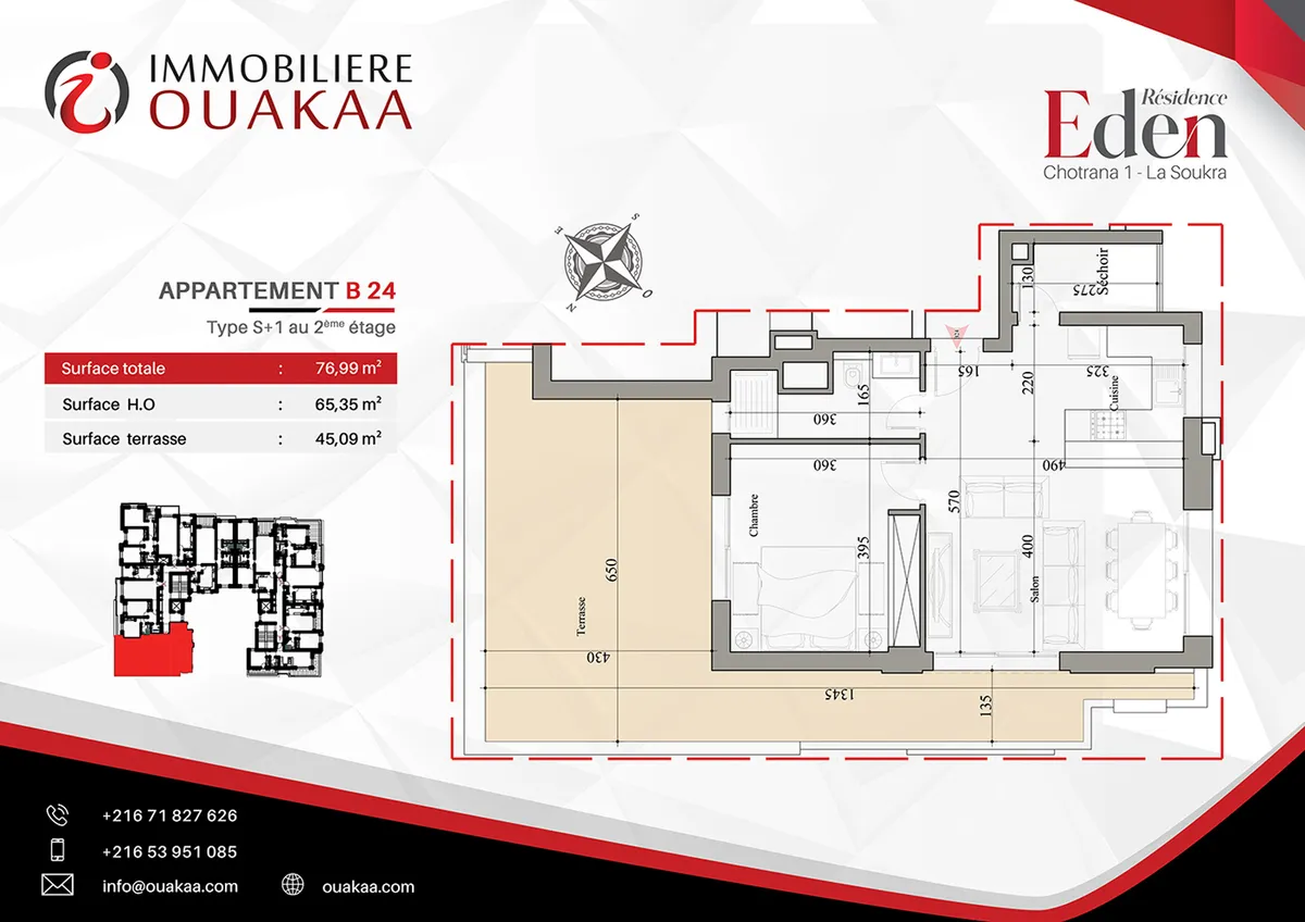 Plan détaillé de l'appartement B24 de la résidence EDEN